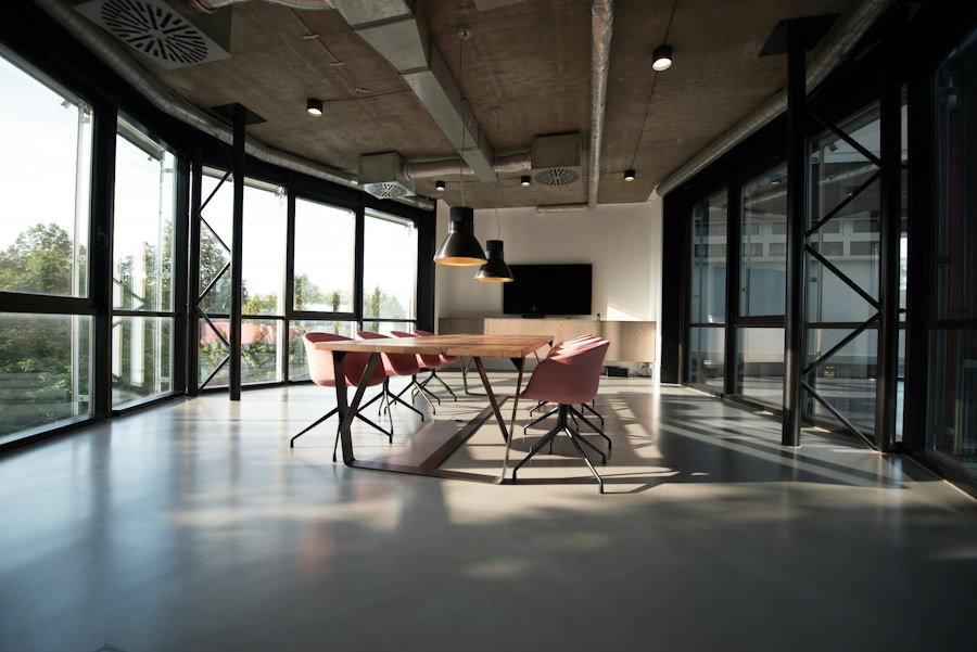 Bright workspace with considered objects